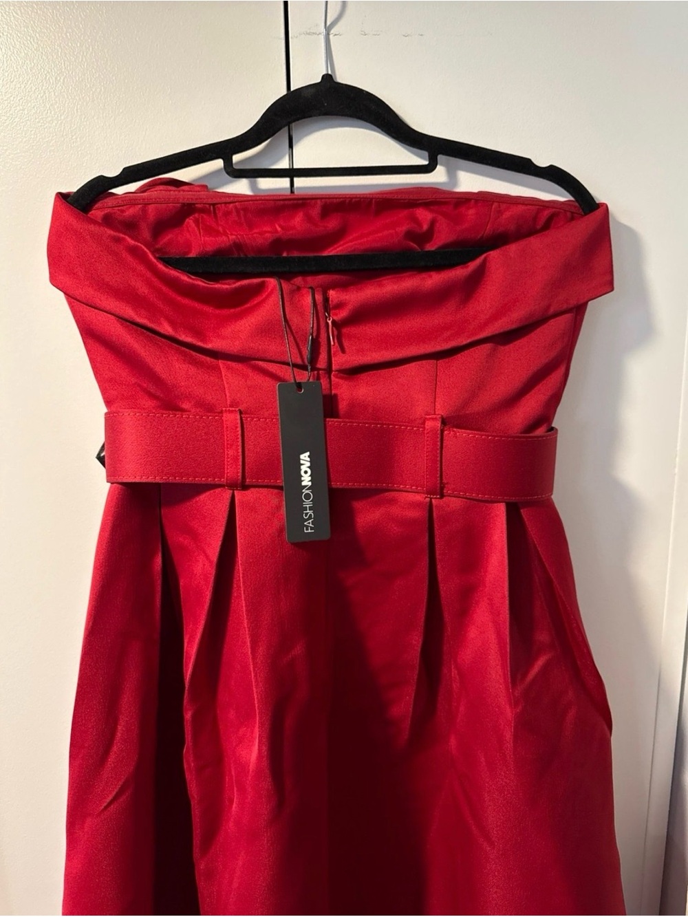 Fashion Nova Strapless Red Belted Midi Dress - Picture 5 of 5